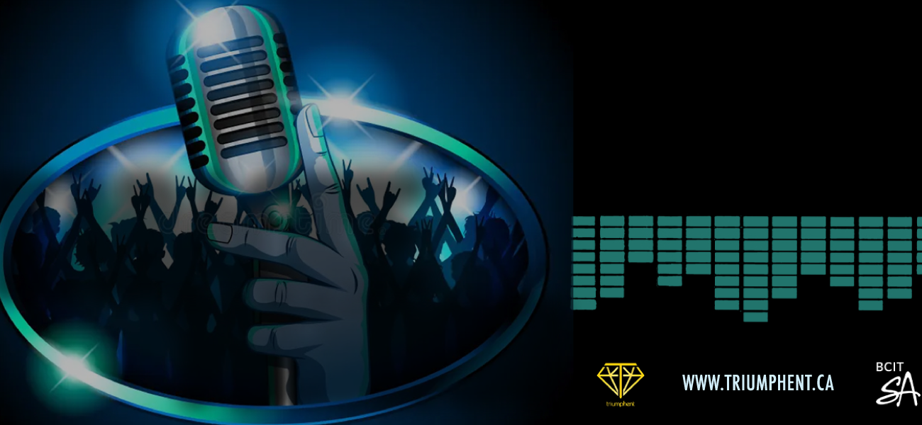 graphic microphone with graphic people in the background